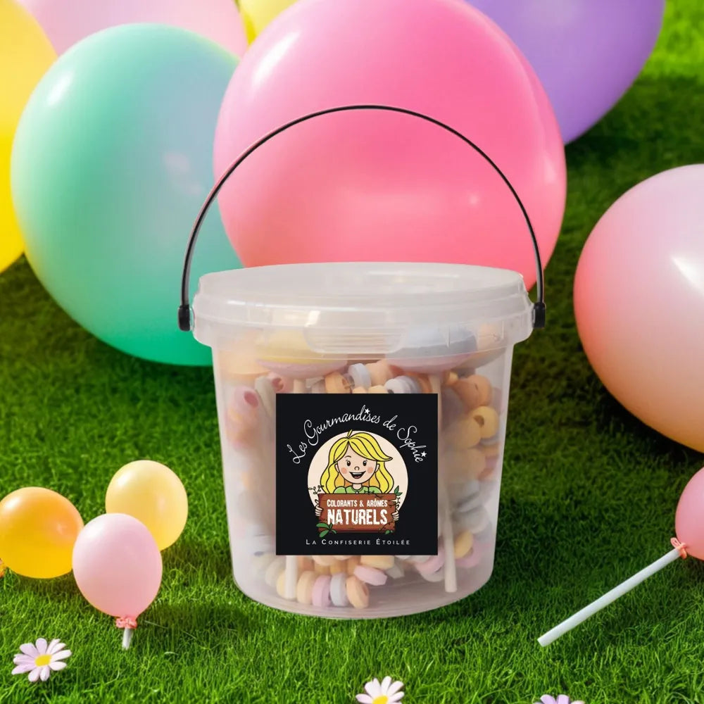 Bonbons - Seau Colliers et sucettes dextrose