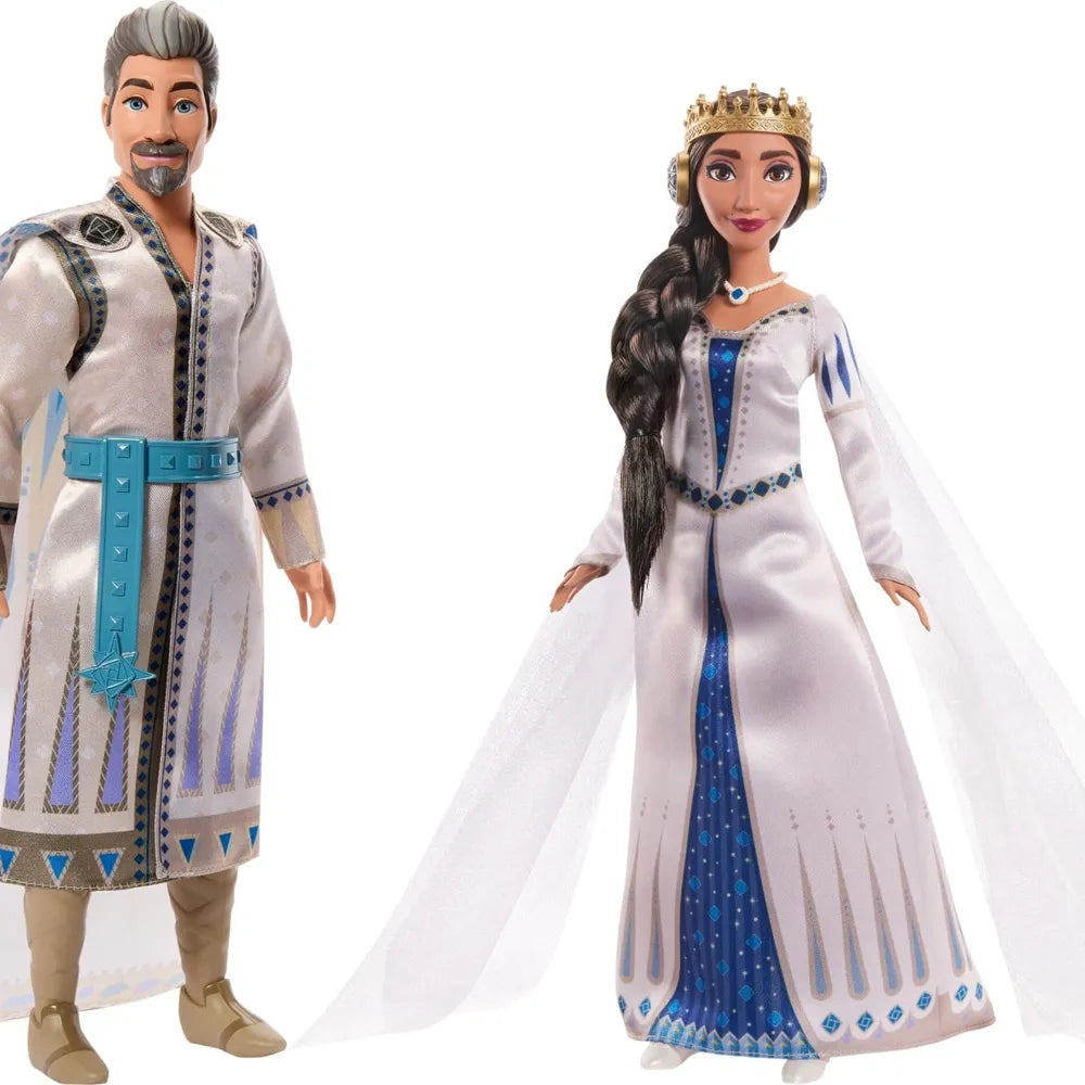 Disney Wish - Asha et la bonne étoile -Coffret 2 Poupées Articulées Le Roi Magnifico Et La Reine Amaya Du Royaume De Rosas, Avec Tenues Amovibles Et Accessoires, A Partir De 3 Ans