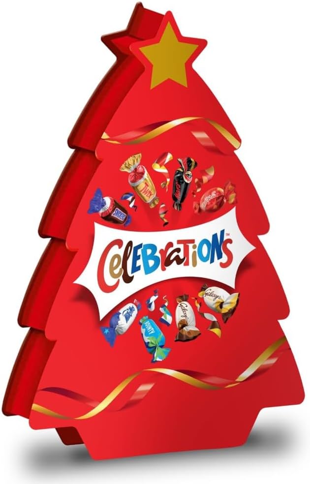 CELEBRATIONS - Sapin de Noël avec assortiment de minis chocolats SNICKERS, TWIX, MARS, MALTESERS, BOUNTY et autres - 215g