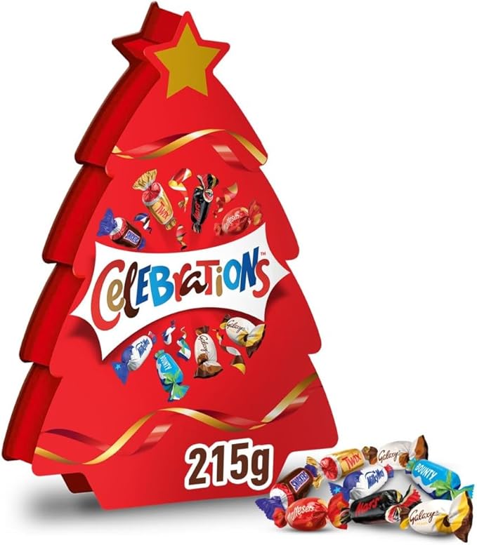 CELEBRATIONS - Sapin de Noël avec assortiment de minis chocolats SNICKERS, TWIX, MARS, MALTESERS, BOUNTY et autres - 215g