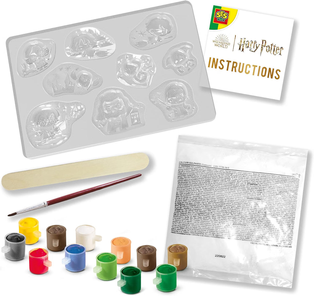 Coffret Moulage et Peinture Plâtre Harry Potter | Crée 8 Figurines | 300g Plâtre + 12 Peintures + Spatule | Activité Manuelle Enfant 6 Ans+