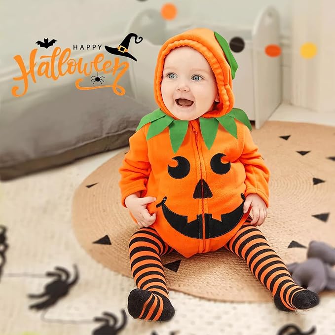 Costume Halloween Bebe, Mignon Deguisement Citrouille Bebe pour 0‑18 Mois