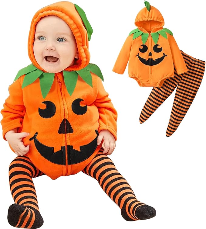 Costume Halloween Bebe, Mignon Deguisement Citrouille Bebe pour 0‑18 Mois