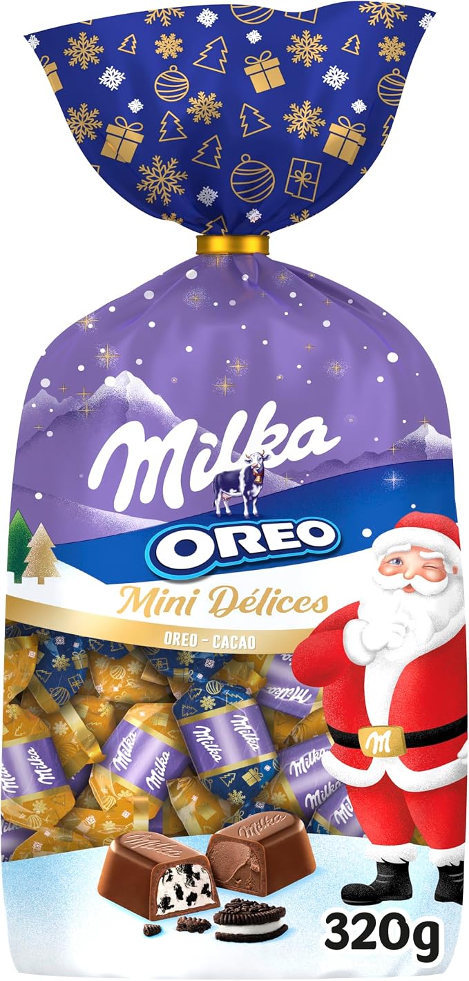 Milka Mini Délices - Assortiment de Chocolats de Noël - 2 Goûts : Cacao et Oréo - Chocolat à Offrir
