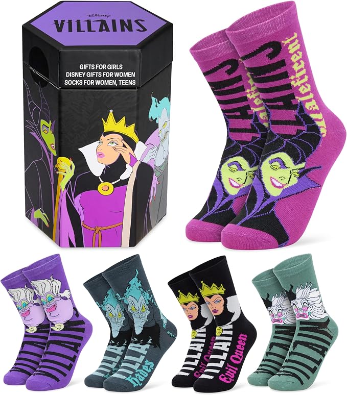 Disney Chaussettes Femme et Ado, Lot de 5 Paires Chaussettes