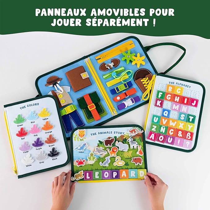 BONNYCO Busy Board Montessori de Feutre. Jouet Montessori Educatif, Malette Busy Book Motricité Fine