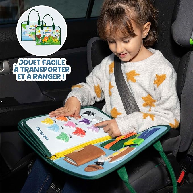 BONNYCO Busy Board Montessori de Feutre. Jouet Montessori Educatif, Malette Busy Book Motricité Fine