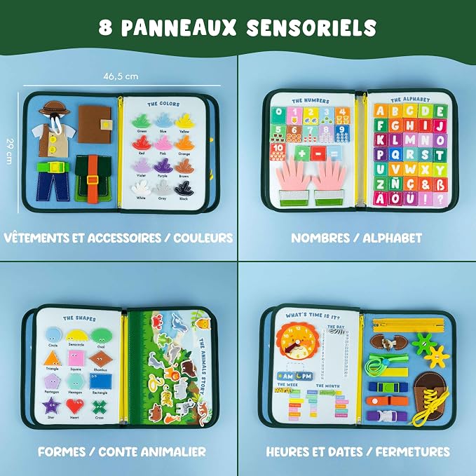 BONNYCO Busy Board Montessori de Feutre. Jouet Montessori Educatif, Malette Busy Book Motricité Fine