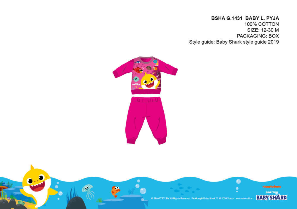 Baby Shark baby pajamas - jersey cotton pajamas - pink - 86