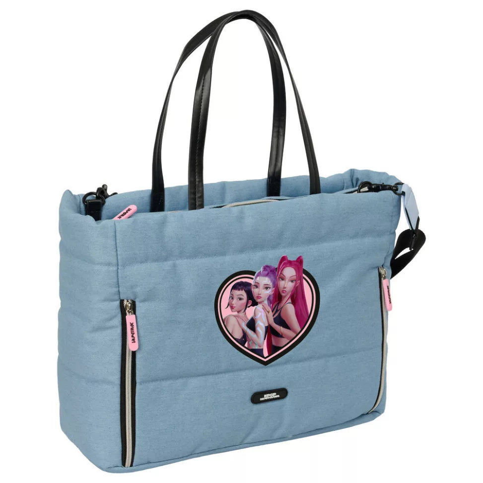 Sac bandoulière K-pop Demon Hunters Denim Dreams avec compartiment pour ordinateur portable 40 cm