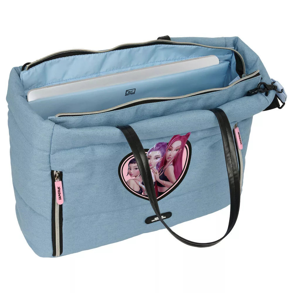 Sac bandoulière K-pop Demon Hunters Denim Dreams avec compartiment pour ordinateur portable 40 cm