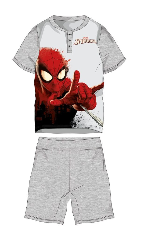 Pyjama d'été pour enfant à manches courtes Spider-Man – pyjama en jersey de coton – gris – 122