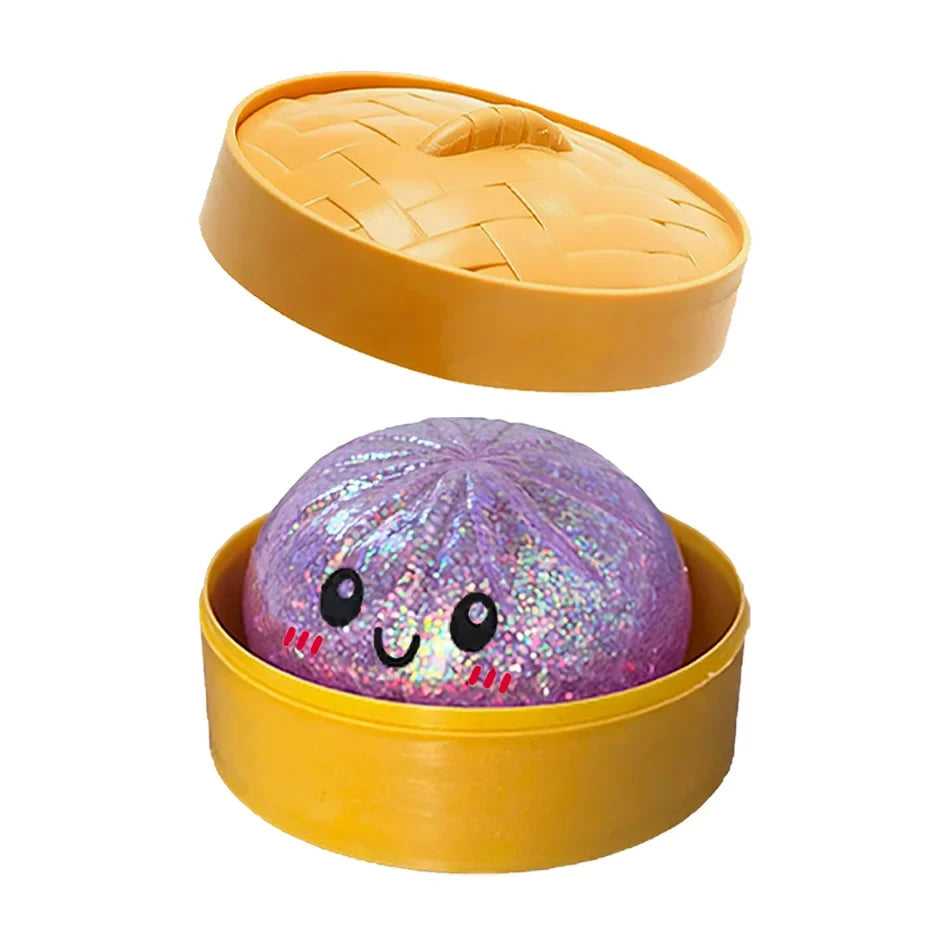 Colorful 6 Styles Glitter Dumpling Glitter Dumpling Squishy with Box Dumplings Sensory Squeeze Toy for Stress Relief Toys-5