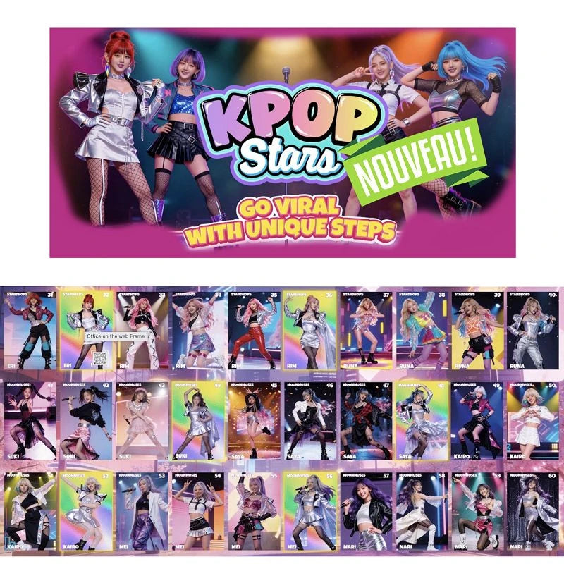 Display cartes K-Pop à collectionner (3 cartes + 1 sucette)