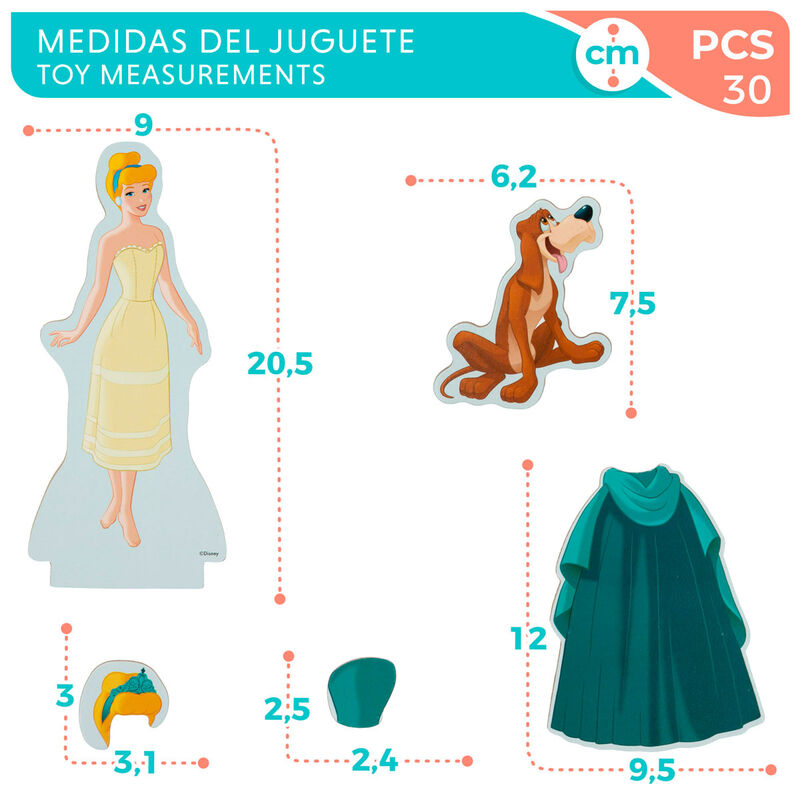Ensemble en bois magnétique Robes de Cendrillon Disney