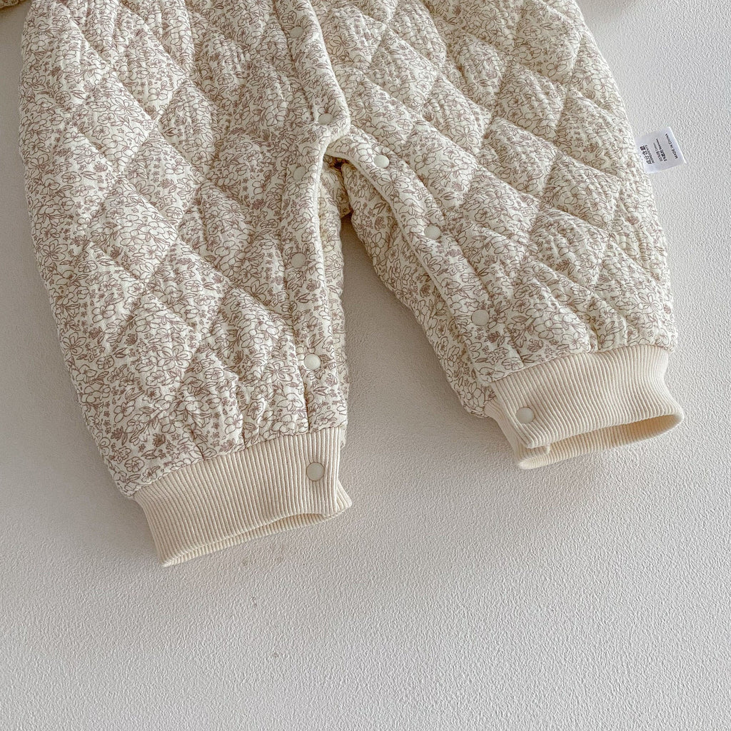 Combinaison chaude MyKids-USA® pour bébé fille, manches longues, motifs floraux et losanges, doublée en polaire