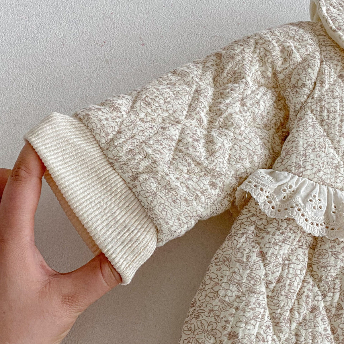 Combinaison chaude MyKids-USA® pour bébé fille, manches longues, motifs floraux et losanges, doublée en polaire
