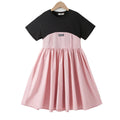 Robe MyKids-USA® en coton pour fille, manches courtes, style patchwork coloré