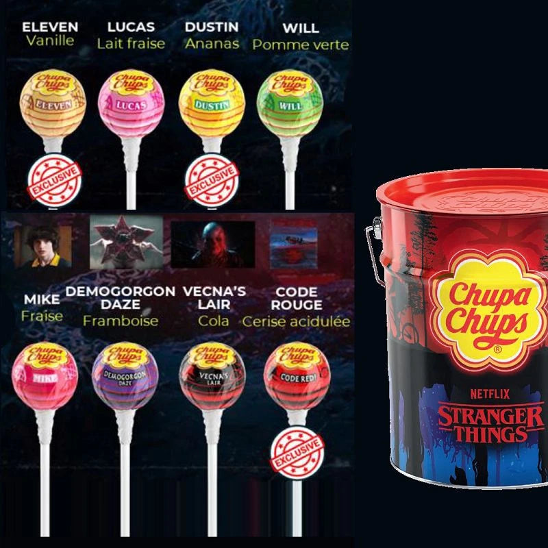 Sucettes Chupa Chups seau Stranger Things par 150 - série limitée